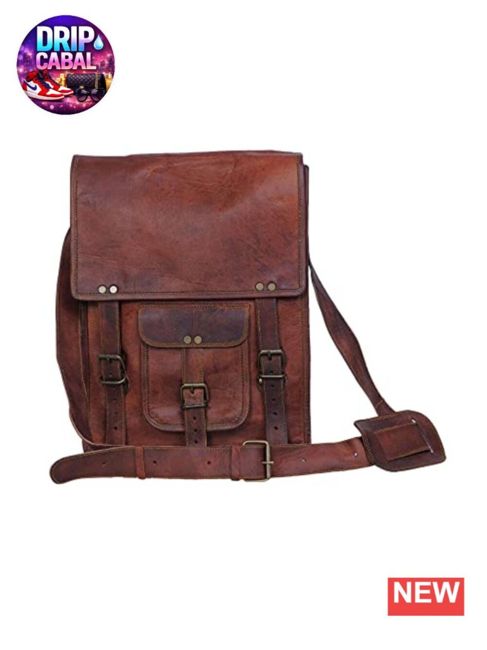 Full Grain Leather Crossbody Messenger Satchel Bag 11 Inch Adjustable